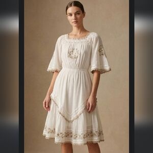 Elegant White Lace Midi Dress